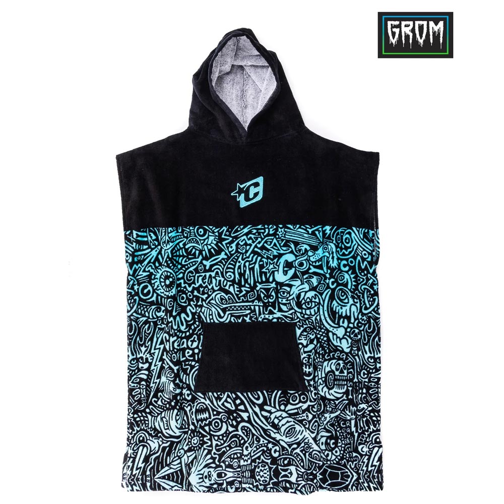Creatures of Leisure Grom Towel Poncho - Cyan Blue/ Black